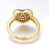 Brass Micro Pave Cubic Zirconia Heart Cuff Rings RJEW-N031-15-3