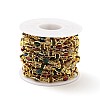 Natural Tiger Eye Column & Colorful Enamel Horse Eye Link Chain CHC-G017-03G-3