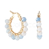 Faceted Round Natural Stone Beads Huggie Hoop Earrings for Girl Women EJEW-JE04687-4