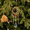 Wire Wrapped Natural Green Aventurine & Metal Sun with Moon Pendant Decorations PW-WG96896-01-1