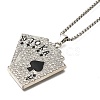 Alloy Full Crystal Rhinestone Playing Cards Pendant Necklaces NJEW-R001-01P-02-2