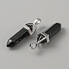 Synthetic Black Stone Double Terminal Pointed Pendants G-WH0016-37E-2