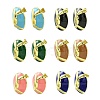 Oval Brass Stud Earrings EJEW-C072-02G-1