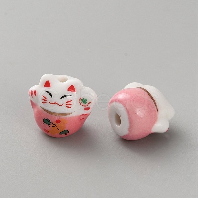 Handmade Printed Porcelain Beads PORC-WH0018-03D-1