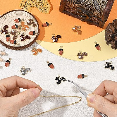 50Pcs 6 Styles Alloy Enamel Pendants ENAM-YW0008-88-1