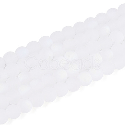 Frosted Imitation Jade Glass Beads Strands GLAA-T032-J4mm-MBB01-1