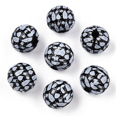 Printed Schima Wooden Beads WOOD-T021-108B-1