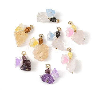 Raw Rough Natural Mixed Stone and Porcelain Pendants PALLOY-JF06070-1