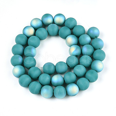 Frosted Opaque Glass Beads Strands GLAA-T032-P10mm-MBB12-1