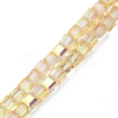 Electroplate Transparent Glass Beads Strands EGLA-N002-28-C07-1