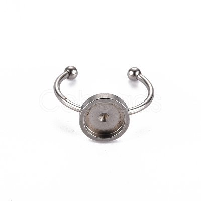 Non-Tarnish 201 Stainless Steel Cuff Pad Ring Settings X-STAS-S080-042C-P-1