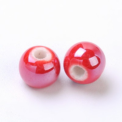 Glazed Porcelain Round Beads PORC-S489-6mm-14-1
