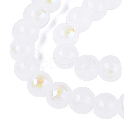 Electroplate Imitation Jade Glass Beads Strands EGLA-Q132-6MM-01B-01-1