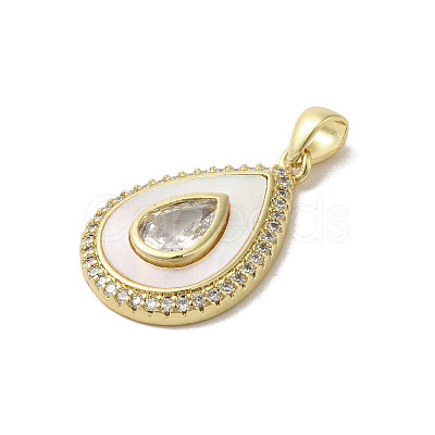 Brass Micro Pave Clear Cubic Zirconia Pendants KK-I708-02A-G-1