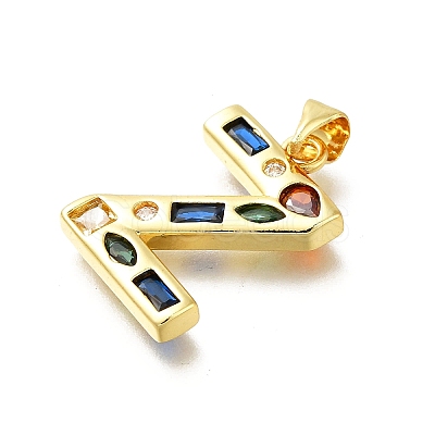 Brass Micro Pave Clear Cubic Zirconia Pendants KK-G521-01G-Z-01-1