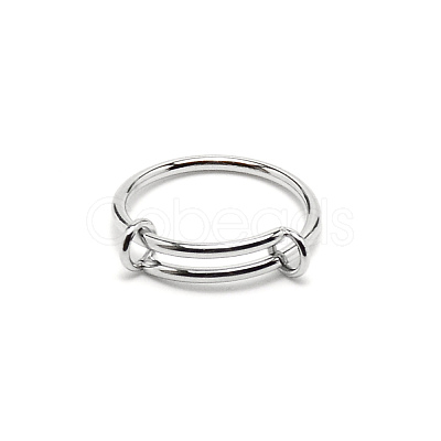 304 Stainless Steel Wire Wrap Expandable Adjustable Ring for Women RJEW-WH0007-01C-P-1