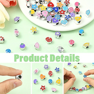10 Styles CCB Plastic European Beads CCB-YW0001-80-1