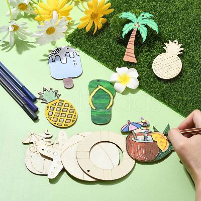 1Set Laser Cut Wood Shapes Pendants WOOD-CJ0002-23-1