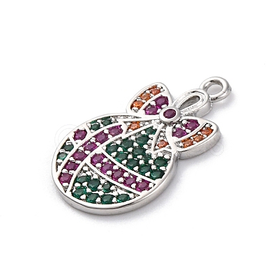 Christmas Series Brass Micro Pave Cubic Zirconia Pendants KK-Q010-01P-04A-1