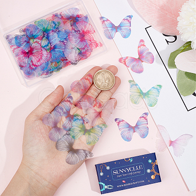 180Pcs 9 Style Two Tone Polyester Fabric Wings Crafts Decoration FIND-SC0004-16-1