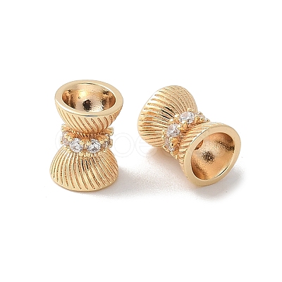 Brass Micro Pave Cubic Zirconia Beads KK-U052-22G-1