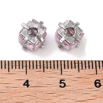 Brass Micro Pave Cubic Zirconia Beads KK-B102-31P-02-1