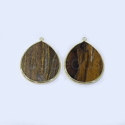 Natural Tiger Eye Pendants G-E526-01H-1