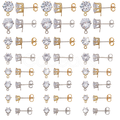 925 Sterling Silver Micro Pave Cubic Zirconia Stud Earring Findings STER-AR0001-28-1