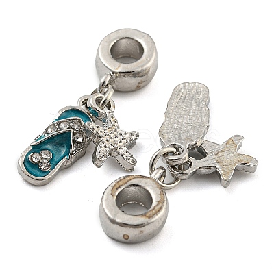 Rack Plating Alloy Enamel Slippers & Starfish European Dangle Charms FIND-B034-02P-1