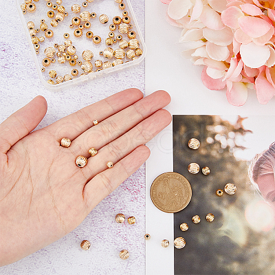 120Pcs 6 Style Brass Groove Bead KK-HY0002-98-1