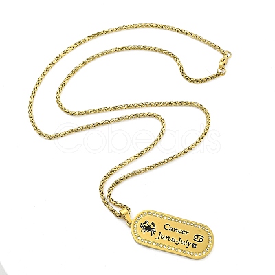 Constellation 304 Stainless Steel Micro Pave Clear Cubic Zirconia Wheat Chain Pendant Necklaces for Women Men NJEW-U007-01L-1