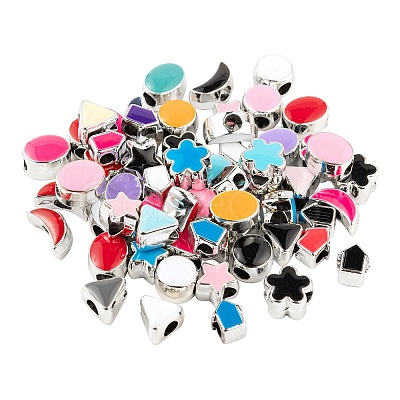 70Pcs 7 Style UV Plating Acrylic European Beads OACR-LS0001-05-1