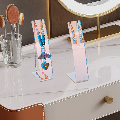 Acrylic Slant Back Dangle Earring Display Stands EDIS-WH0012-43-1