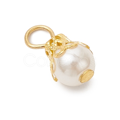 Round Imitation Pearl Acrylic  Pendants PALLOY-JF04002-01-1