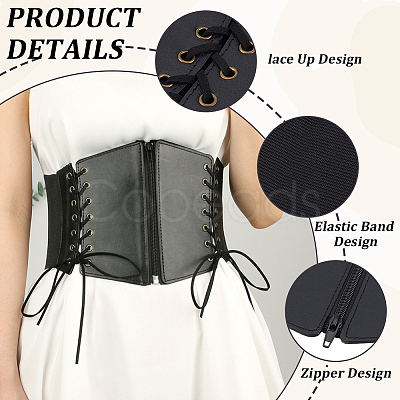 1Pc Imitation Leather Elastic Belts for Women AJEW-CL0002-90-1