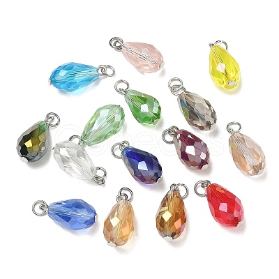 15Pcs Electroplate Glass Pendants PALLOY-JF03011-1