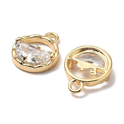Brass Micro Pave Cubic Zirconia Charms KK-A259-27G-01-1