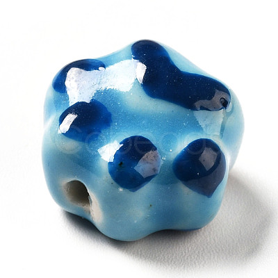 Handmade Printed Porcelain Beads PORC-F005-02A-1