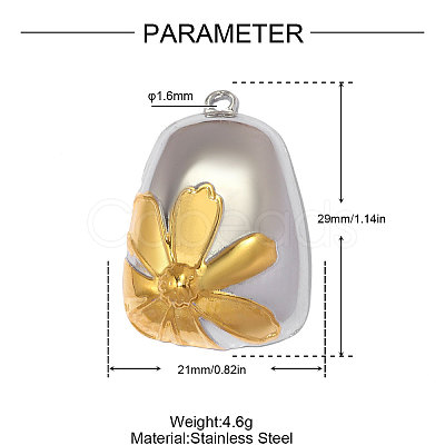 Two-tone 304 Stainless Steel Pendants STAS-OY014-45GP-1