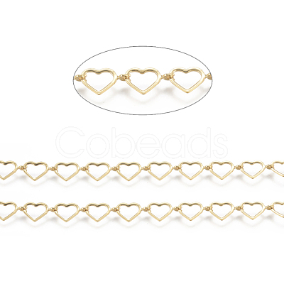 3.28 Feet Brass Handmade Beaded Chains X-CHC-I031-21G-1