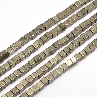 Cube Natural Pyrite Beads Strands G-I126-17-10x10mm-1