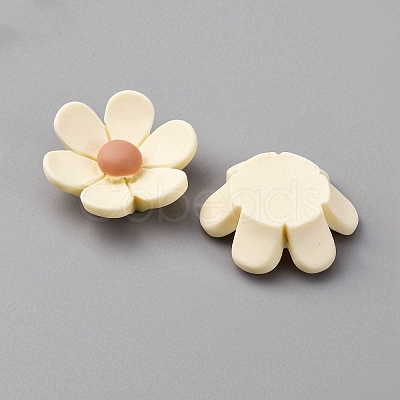 Opaque Resin Flower Cabochons CRES-WH0010-053A-01-1