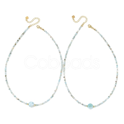 Natural Larimar Beaded Necklaces NJEW-JN06655-1