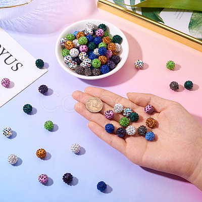 100Pcs 10 Colors Handmade Polymer Clay Rhinestone Beads RB-TA0001-19-1