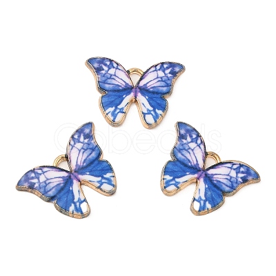 Light Gold Tone Alloy Enamel Pendants ENAM-M059-05KCG-03-1