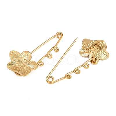 Peach Blossom 304 Stainless Steel Safety Pins Brooch Findings SA-CBA098D-14B-G03-1