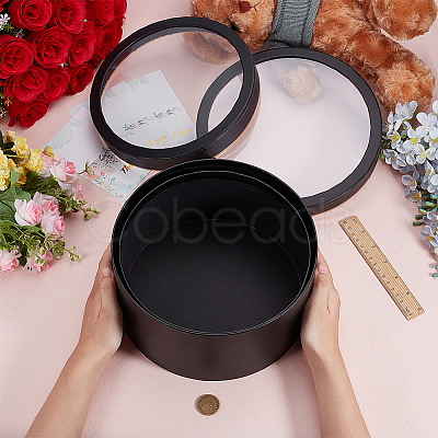 2Pcs 2 Sizes Flat Round Cardboard Paper Flower Organizer Package Boxes CON-BC0007-79B-1