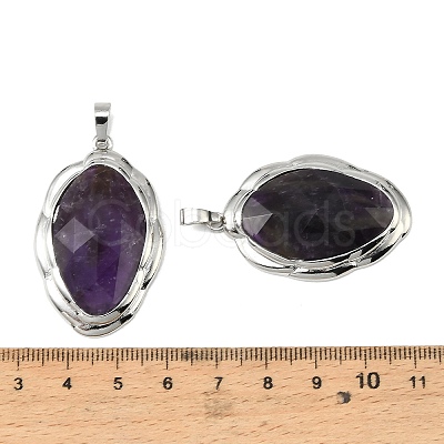 Natural Amethyst Faceted Pendants G-D102-02P-01-1