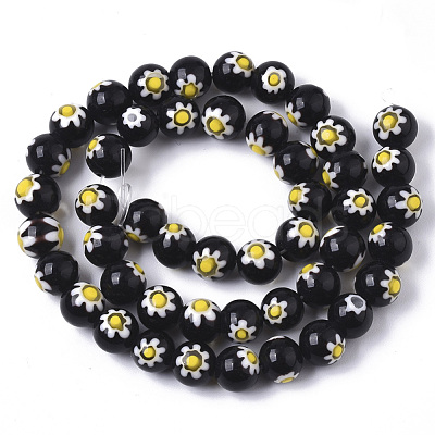Handmade Millefiori Lampwork Beads Strands LAMP-R143-01A-1