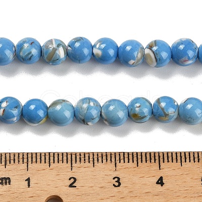 Assembled Synthetic Stone and Trochus Shell Beads Strands G-B128-08B-08-1